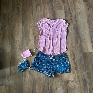Pink and Blue Women's Pajama Set